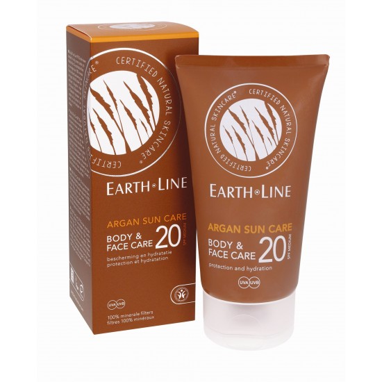 EARTH LINE Argan Sun Care SPF20 Kūno ir veido priežiūra (UVA, UVB, 100% mineraliniai filtrai) 150ml