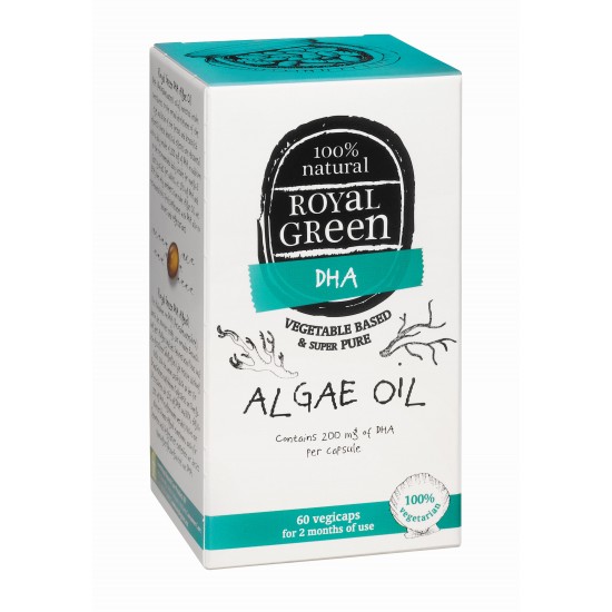 Royal Green Algae oil Dumblių aliejus Omega-3 DHR 200mg, 60 kaps.