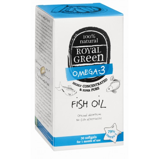 Royal Green Žuvų taukai 79%, 30 kaps.